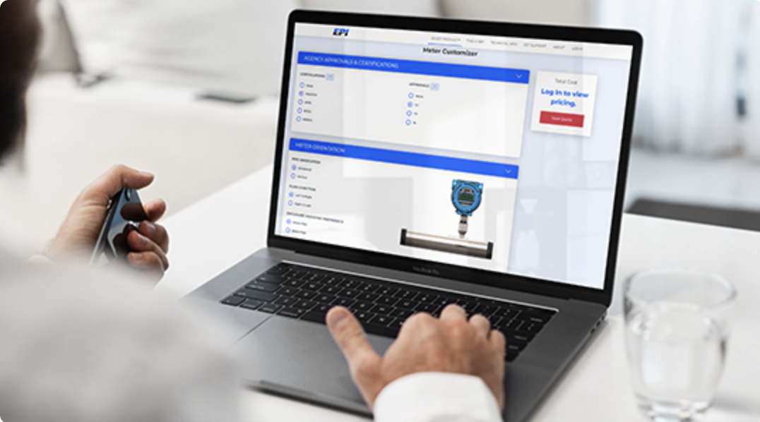EPI thermal mass flow sensor installed in aeration or process air system